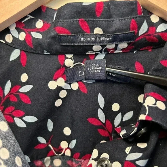 Lands’ End Size 12 No Iron Supima Long Sleeve Button Down Floral Feminine Office - Picture 6 of 8
